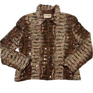 RITZEE Multicolor All Over Southwest Print Button Up Linen Blend Blazer Size M/L